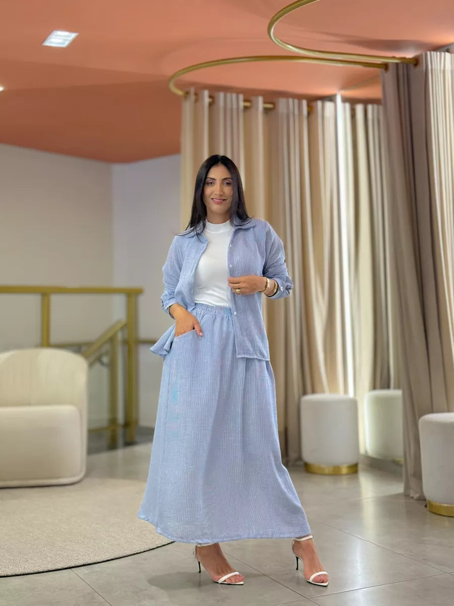 Conjunto Maria Flor Azul E Branco